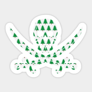 Skull and Crossbones Christmas Tree Pattern Sticker